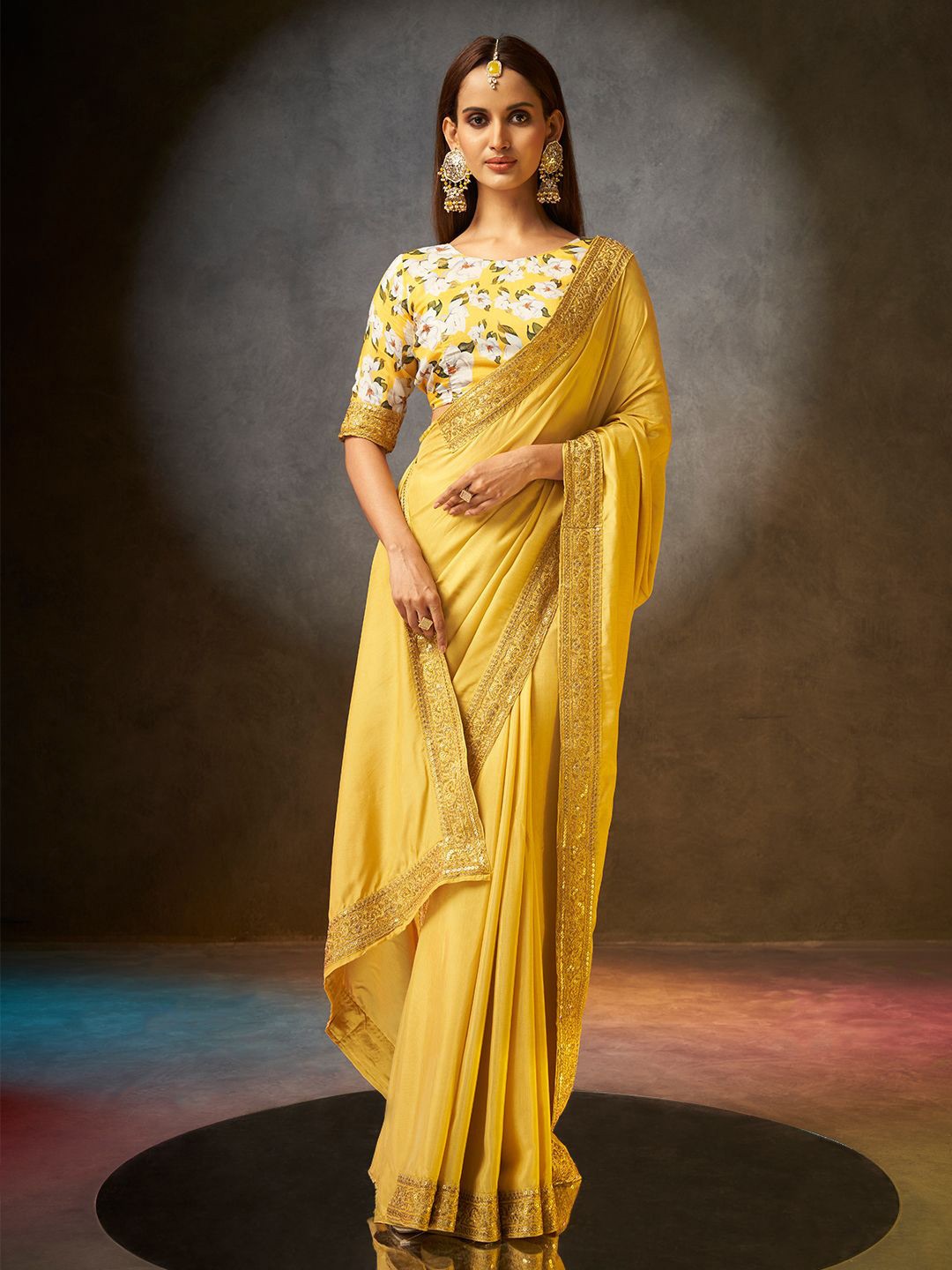 

SARHAEthnic Motifs Georgette Saree, Mustard