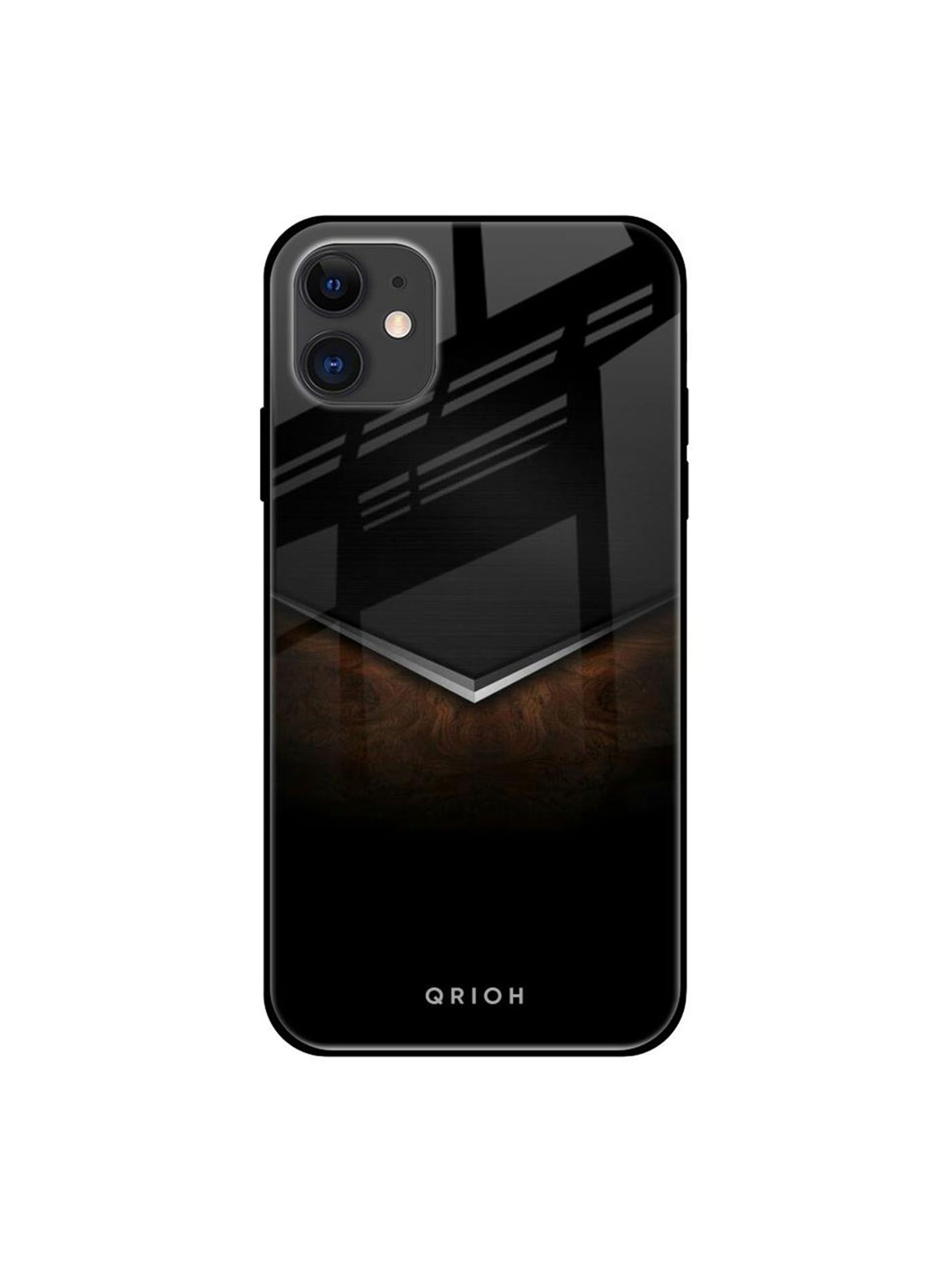 

QRIOH Dark Walnut Real Printed iPhone 12 Mini Back Case, Black