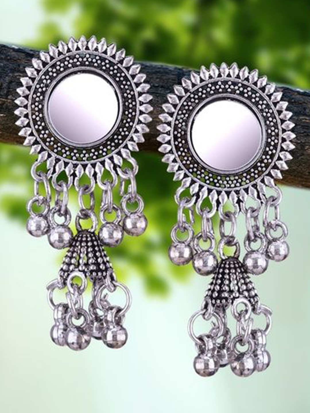 

DIVASTRI Set of 5 Silver-Plated Oxidized Dome Shaped Jhumkas