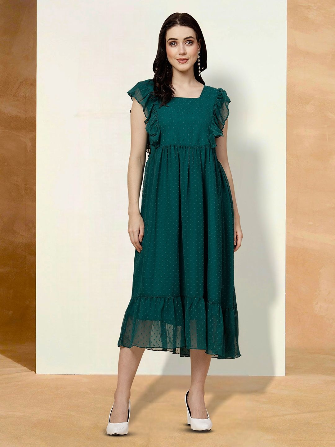 

Moda Rapido Applique Fit & Flare Dress, Green