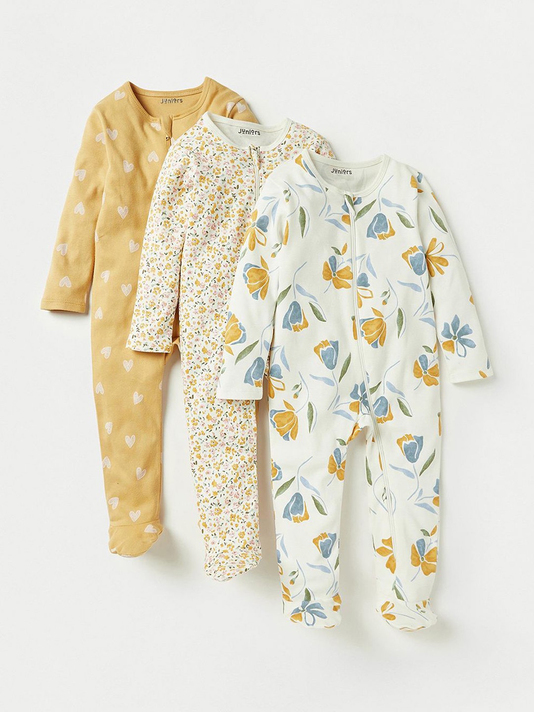 

Juniors by Babyshop Girls Pack of 3 Printed Sleepsuit, Yellow