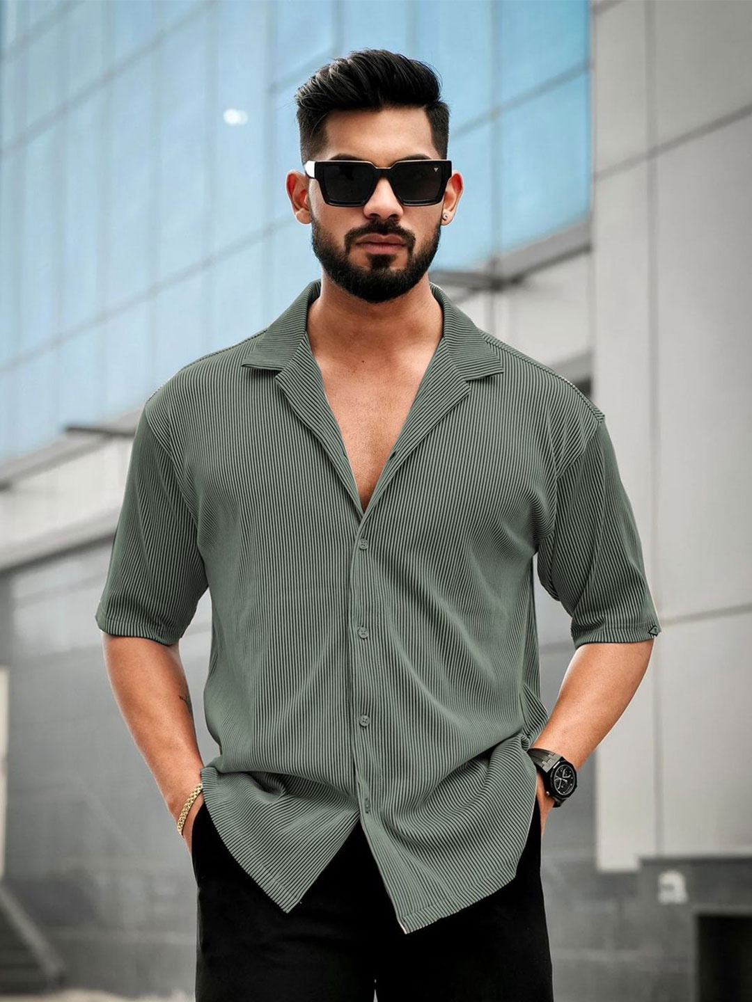 

Moda Rapido Men Opaque Casual Shirt, Teal