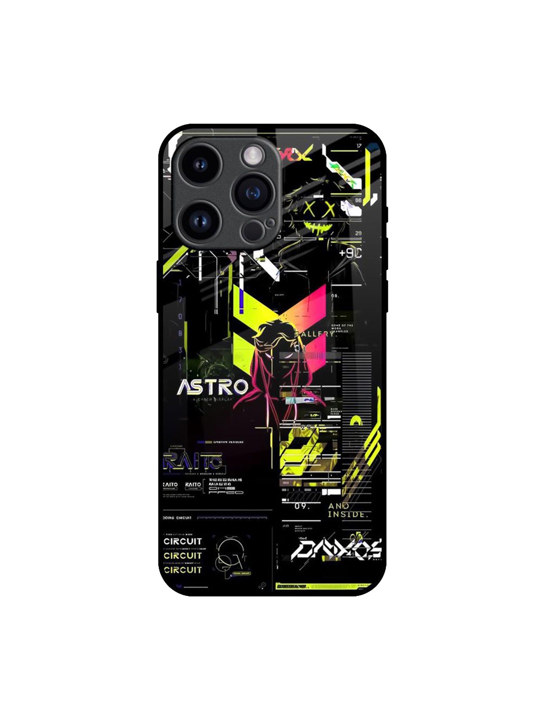 

QRIOH Astro Glitch Printed iPhone 14 Pro Max Back Case, Black