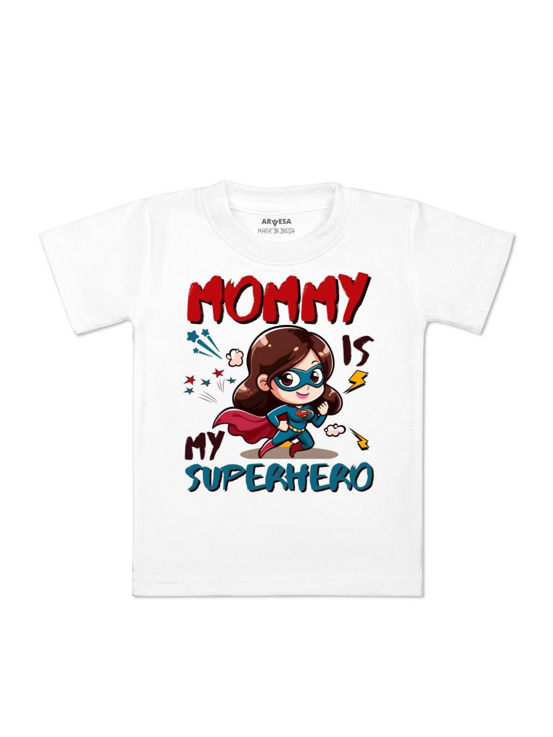 

Arvesa Kids Mommy Is My Superhero Printed Tshirt, White