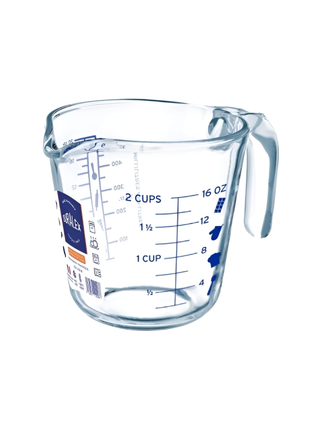 

DURALEX Transparent & Blue Printed Borosilicate Glass Measuring Cup-500ml