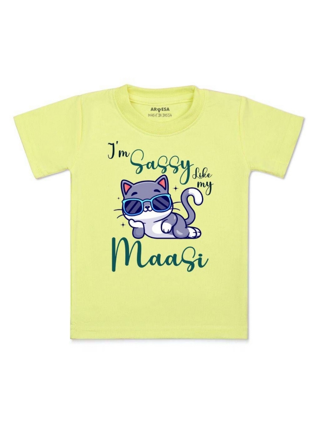 

Arvesa Kids I Am Sassy Like My Bua Printed Tshirt, Yellow