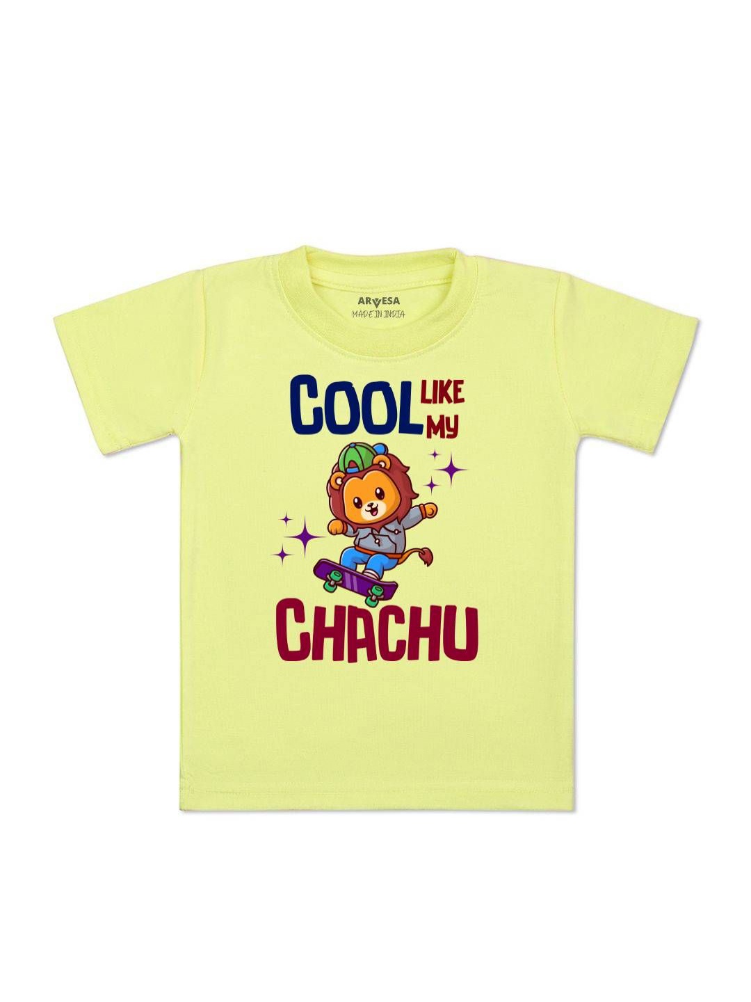 

Arvesa Kids Cool Like My Chachu Printed Tshirt, Yellow