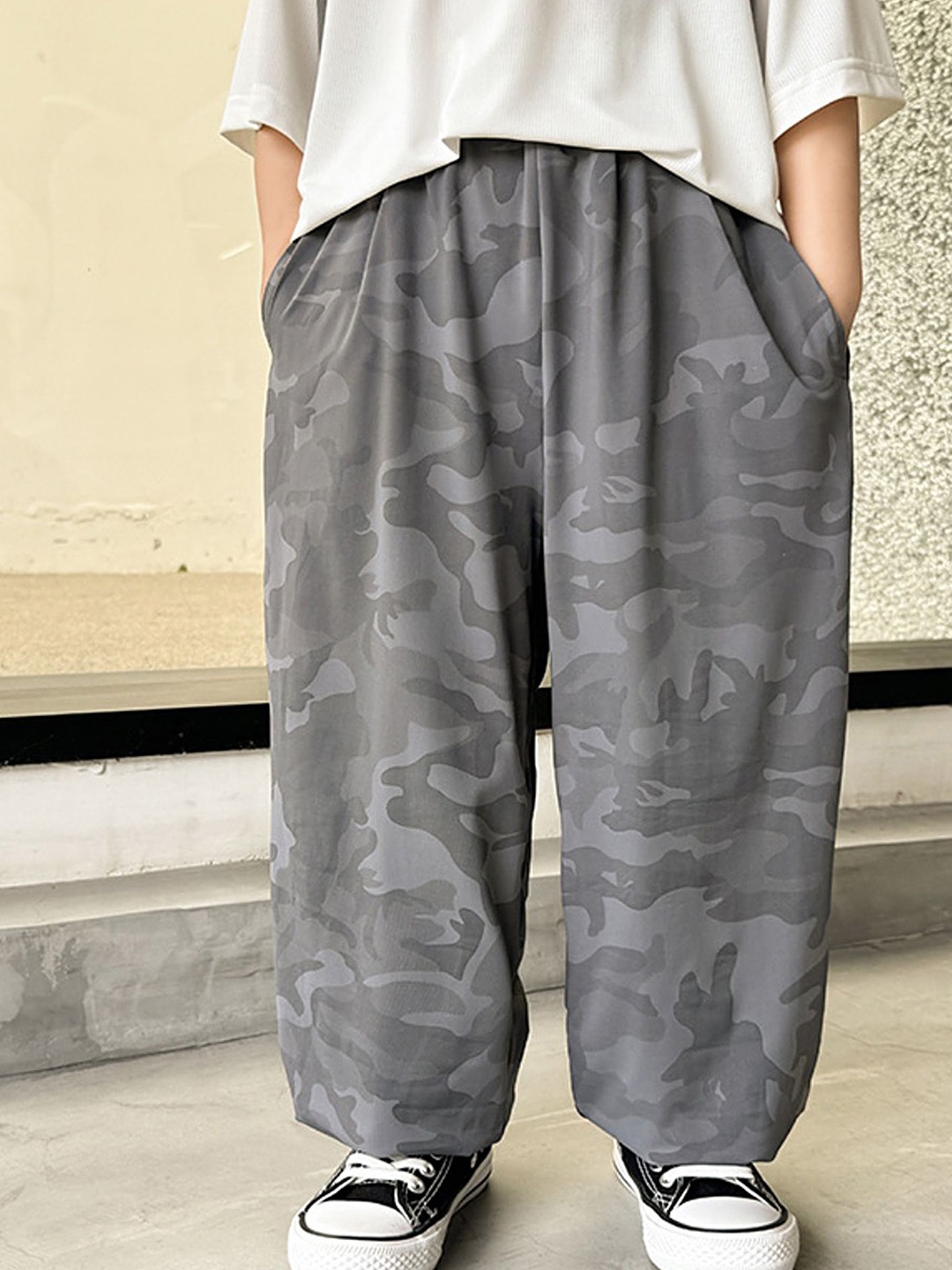 

LULU & SKY Boys Printed Loose Fit Trousers, Grey