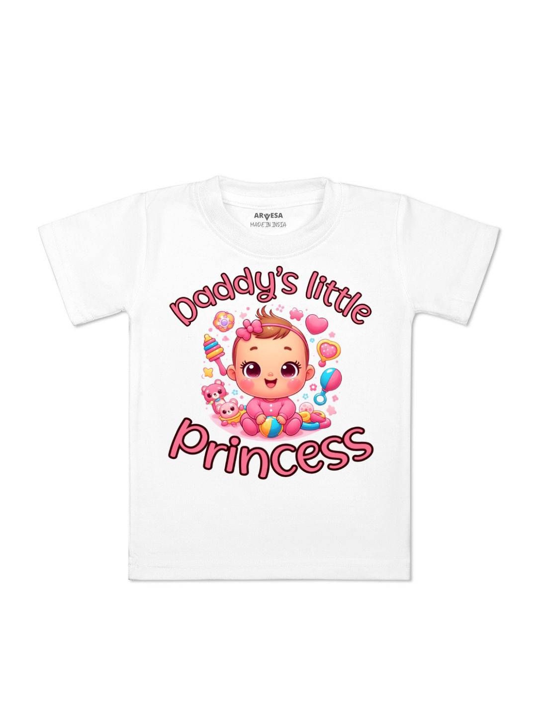 

Arvesa Kids Daddy Little Princess Printed Tshirt, White