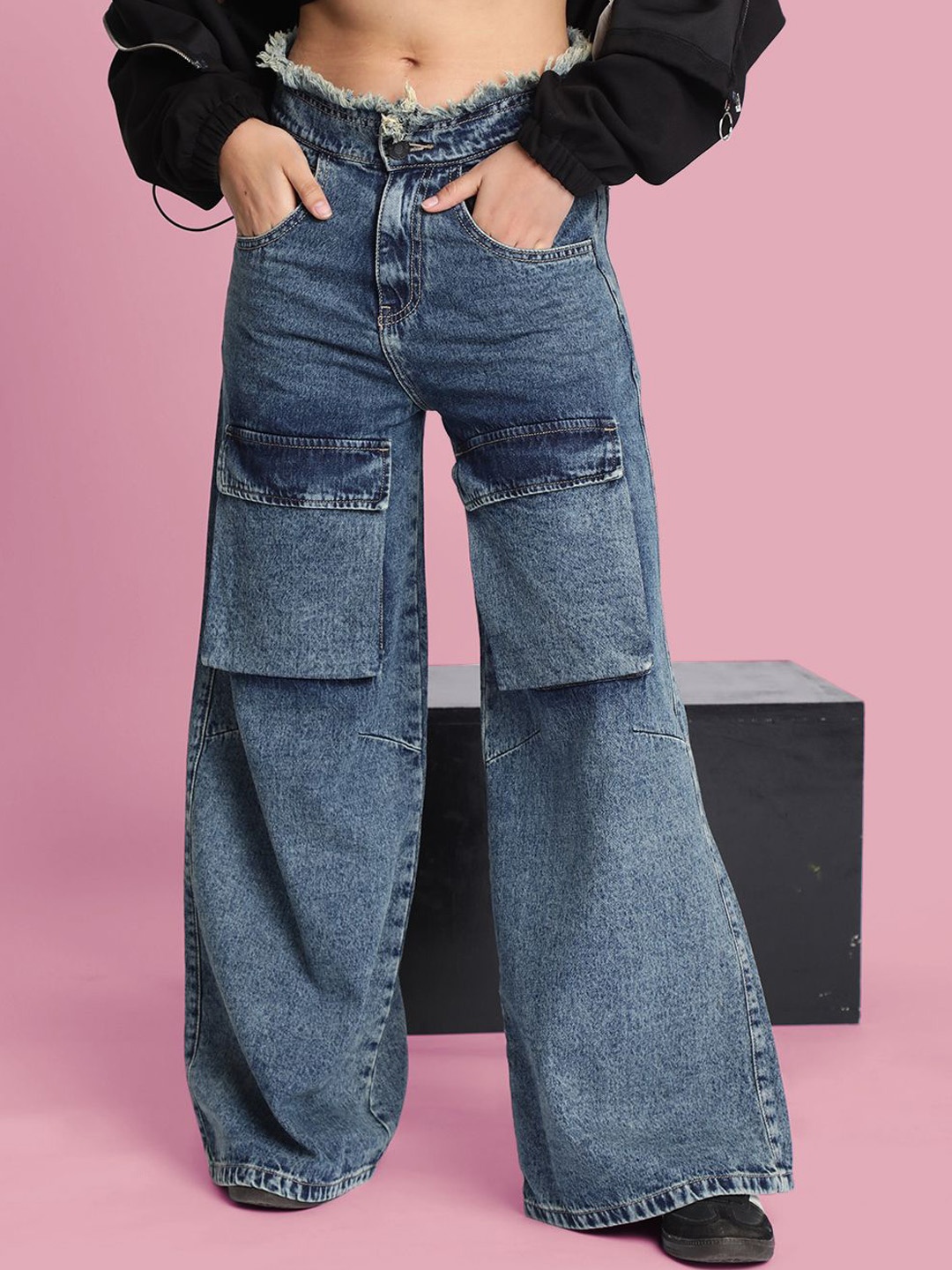 

Bene Kleed Women Wide Leg High-Rise Jeans, Blue