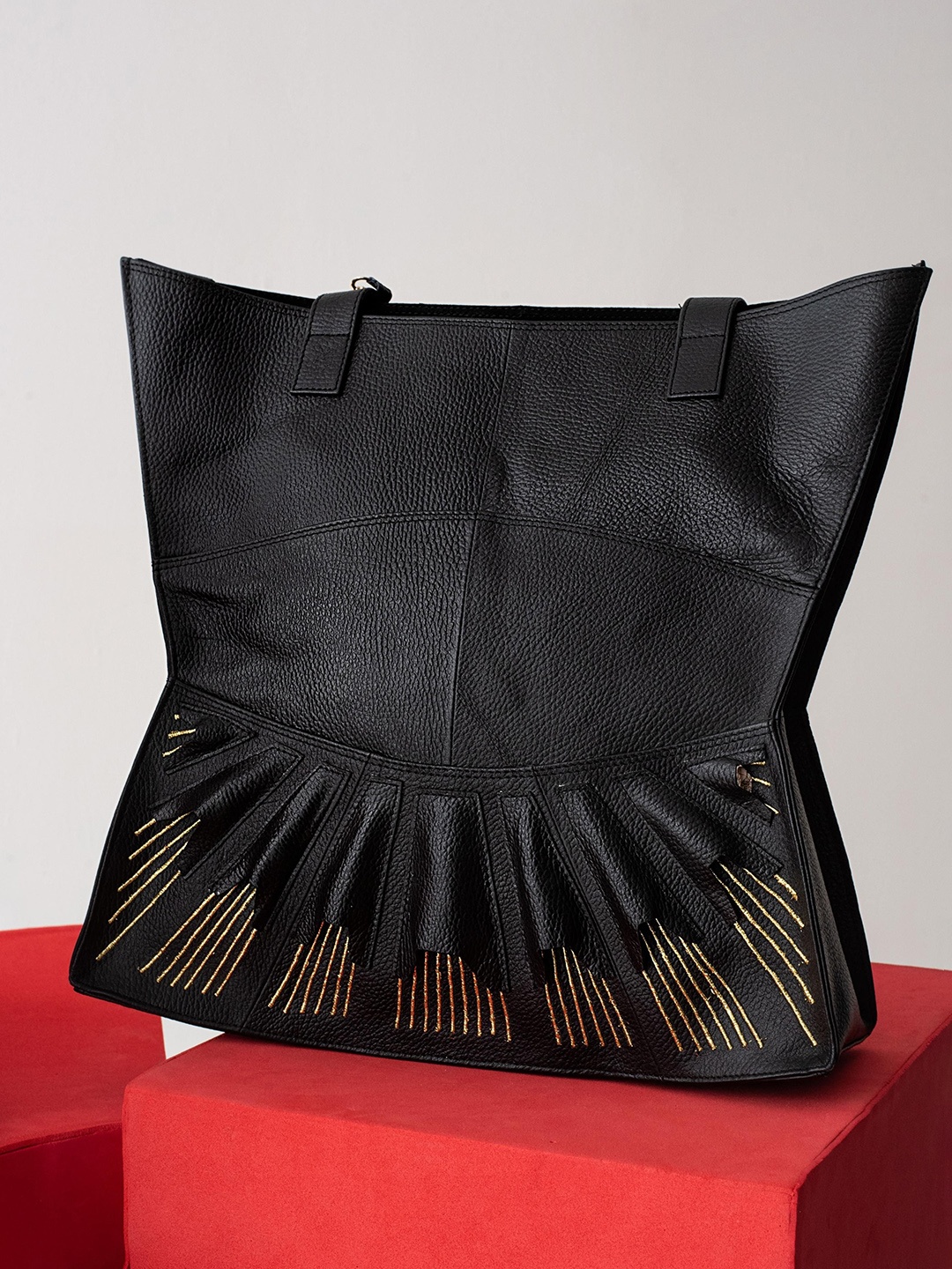 

Econock Leather Shopper Tote Bag, Black