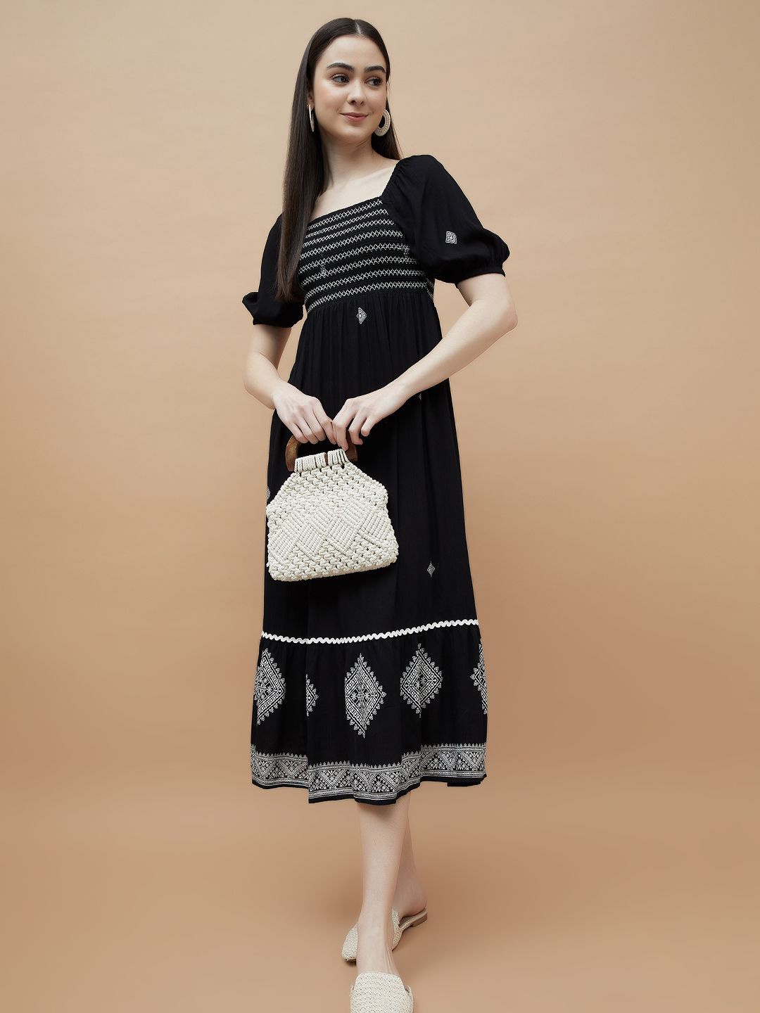 

Fame Forever by Lifestyle Print A-Line Dress, Black