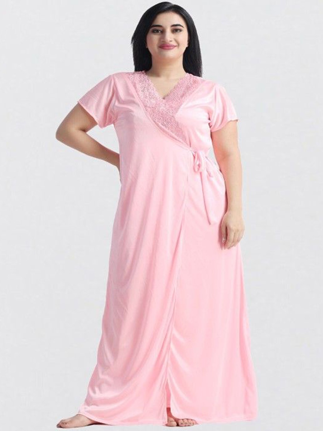 

Dreambe Maxi Nightdress With Robe, Pink