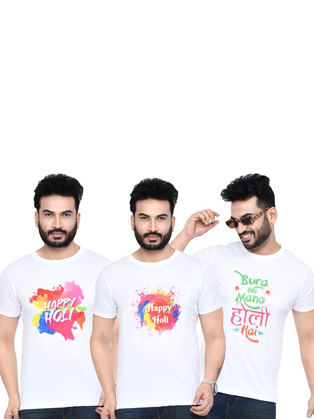 

RAPL Men 3 Printed Applique T-shirt, White
