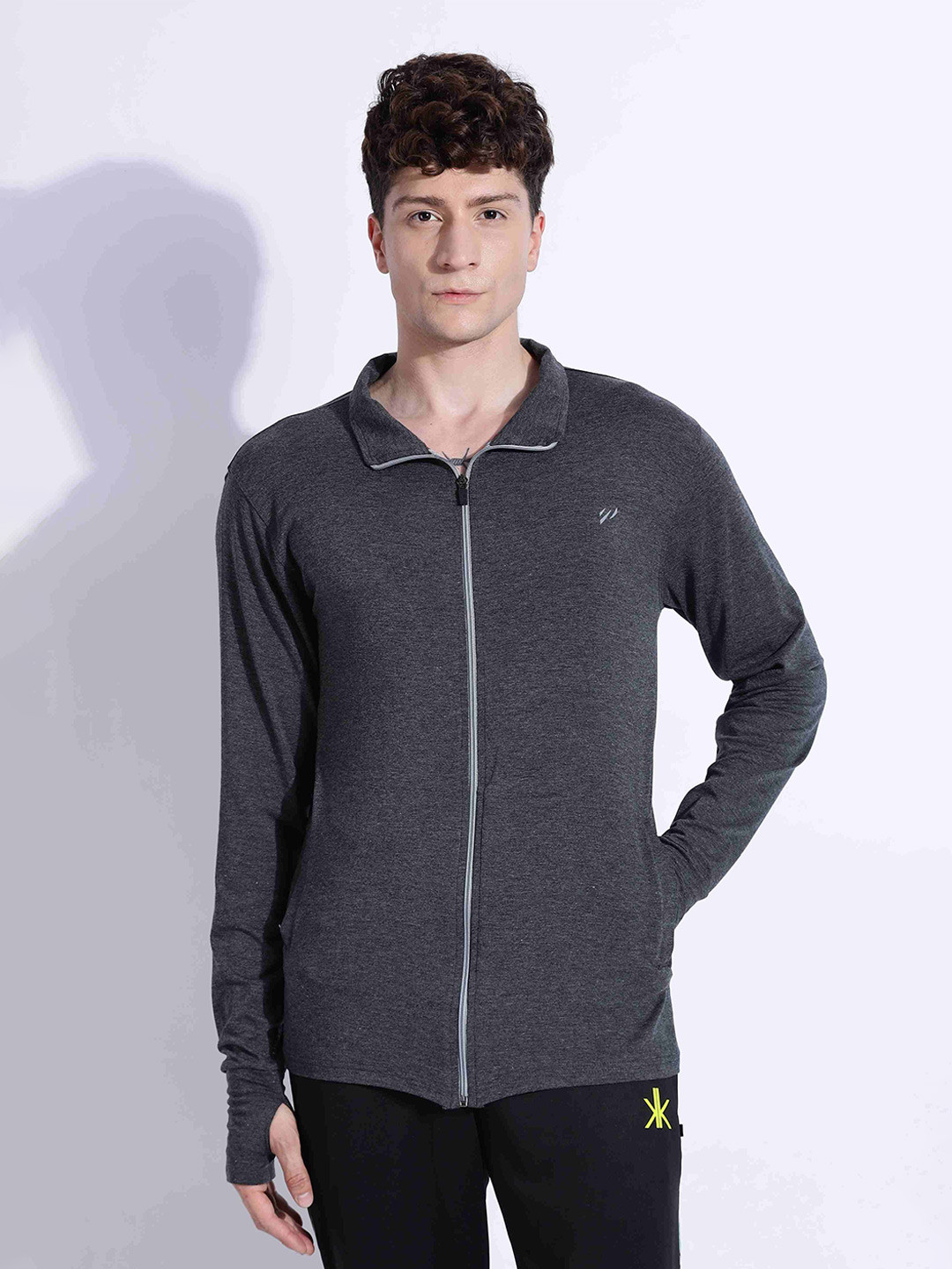 

BLUE TYGA Men without Lightweight Crop Sporty Jacket, Grey