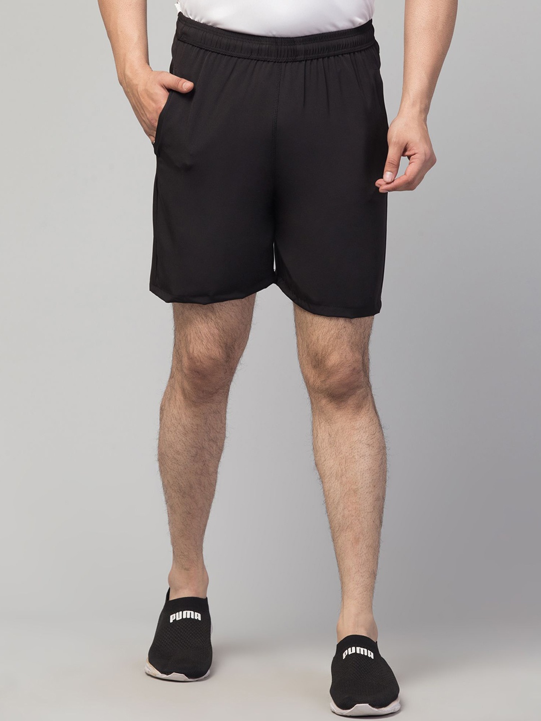 

UllasPemium Men Regular Fit Mid-Rise Running Sports Shorts, Black