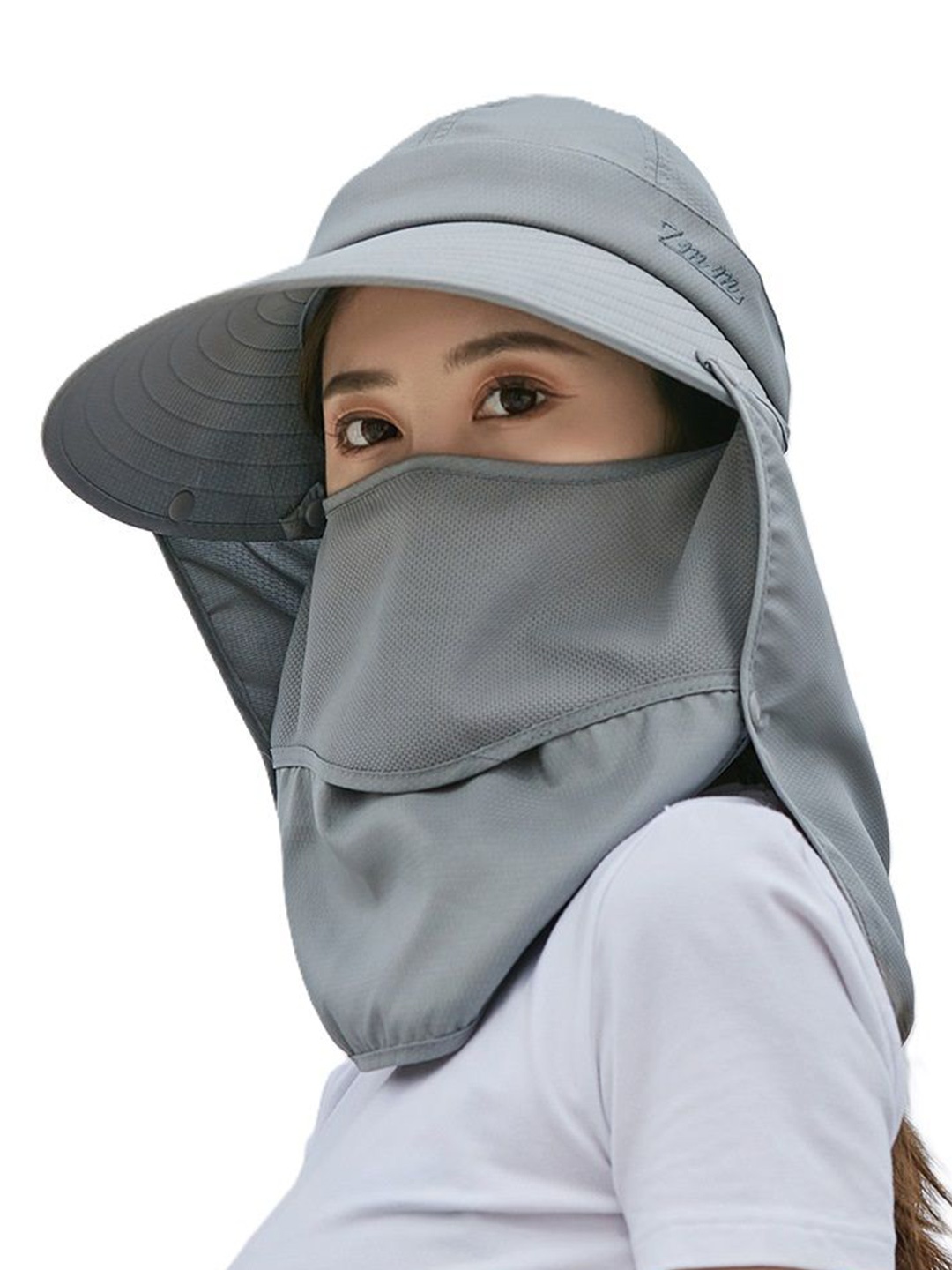 

Alexvyan Women Visor Cap With Face & Neck Flap, Grey
