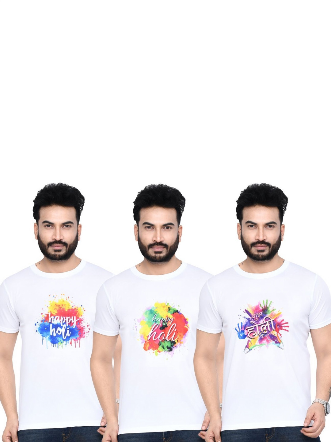 

RAPL Men 3 Printed Applique T-shirt, White