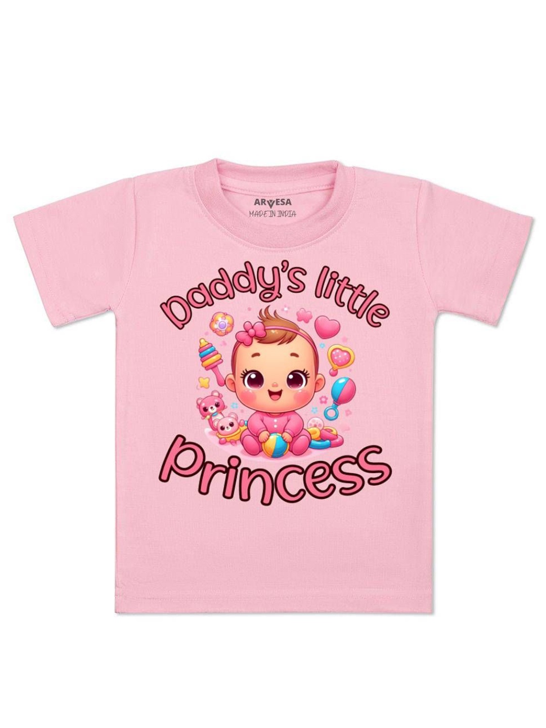 

Arvesa Kids Daddy Little Princess Printed Tshirt, Pink