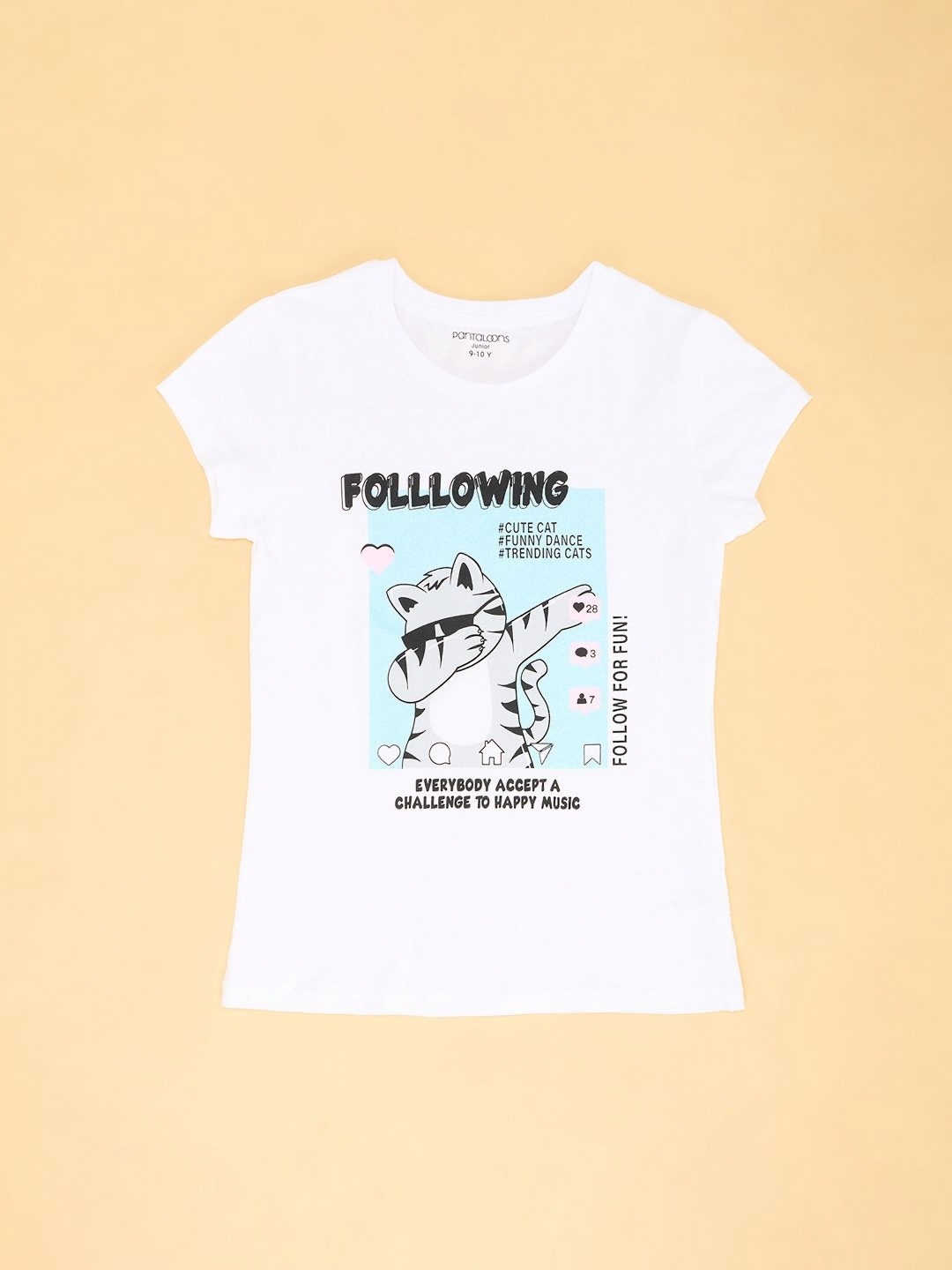 

Pantaloons Junior Girls Typography Applique T-shirt, White