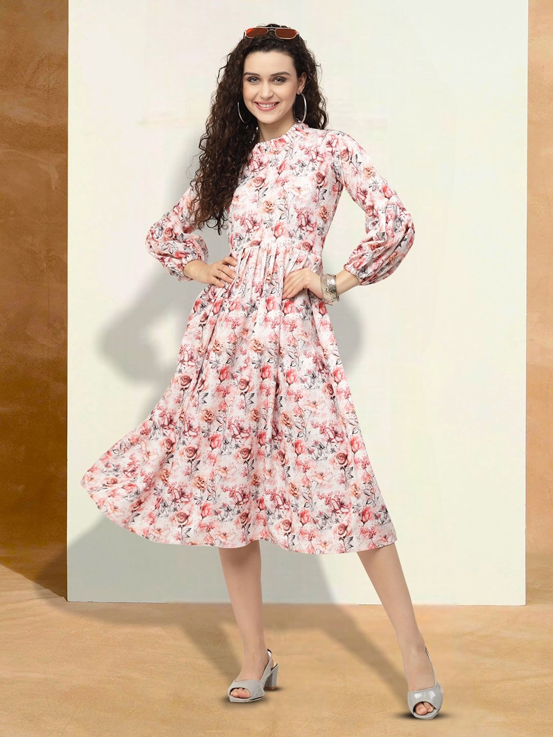 

Moda Rapido Floral Print Applique Fit & Flare Dress, Multi