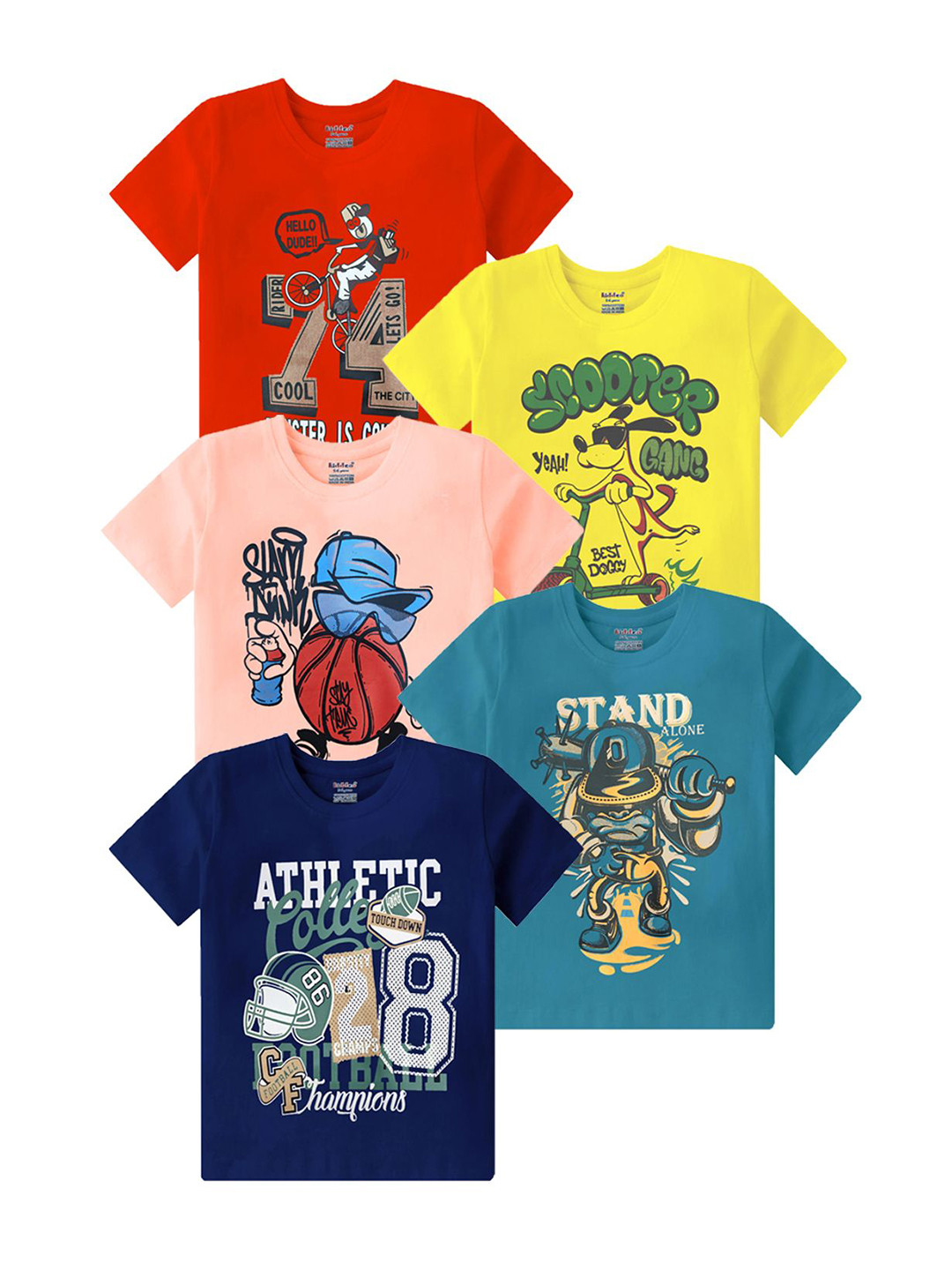 

Kiddeo Boys 5 Printed T-shirt, Multi