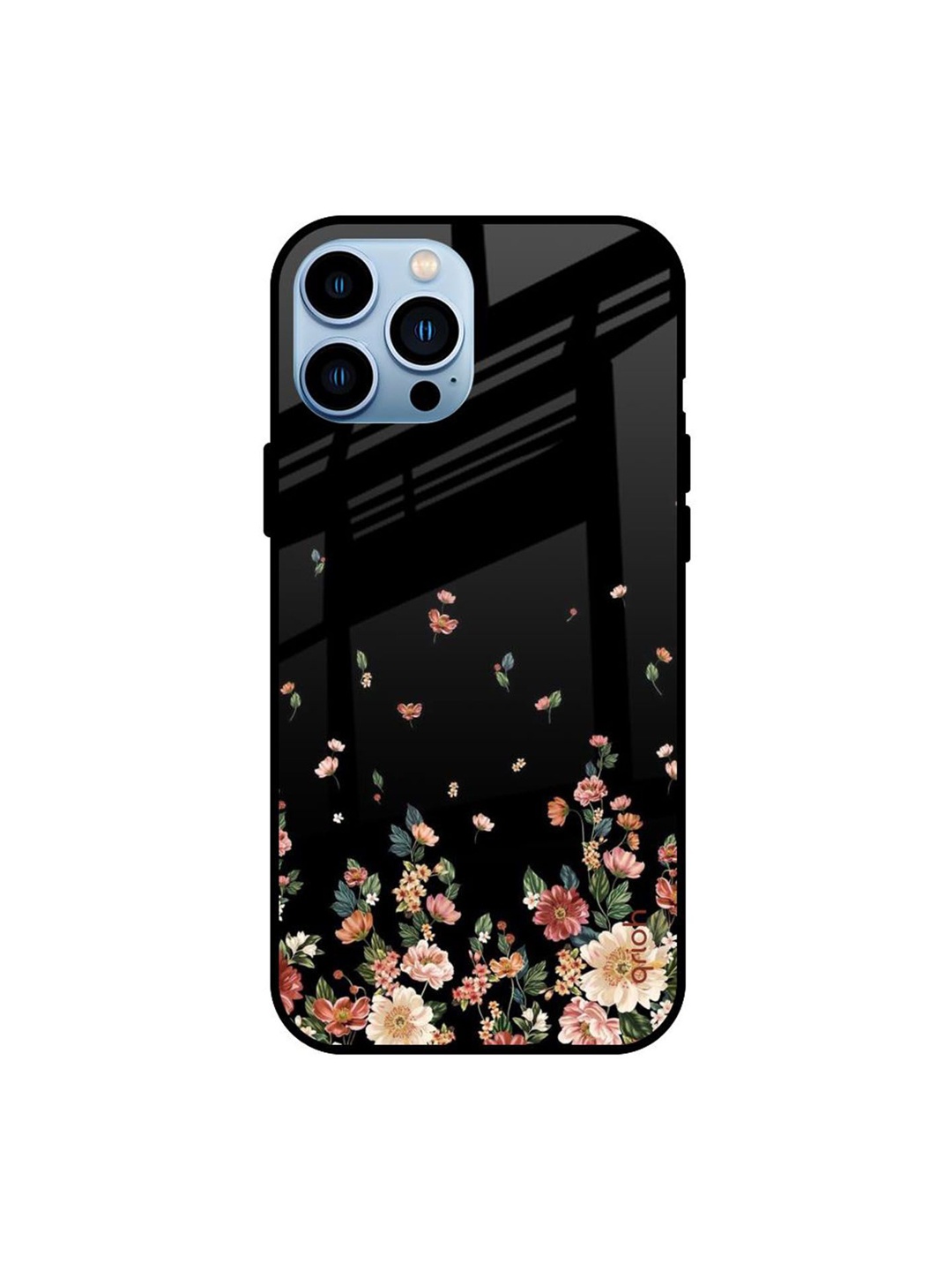 

QRIOH Floral Printed iPhone 13 Pro Back Case Mobile Accessories, Black