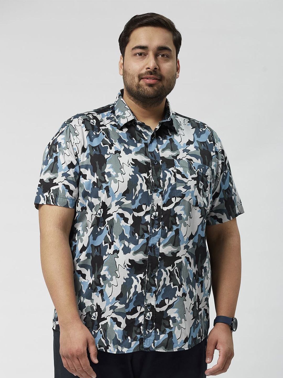 

Big Hello - The Plus Life Men Comfort Floral Opaque Printed Casual Shirt, Blue