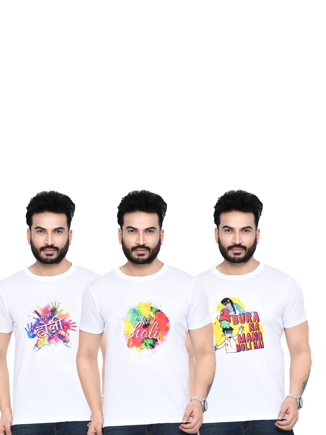 

RAPL Men 3 Printed Applique T-shirt, White