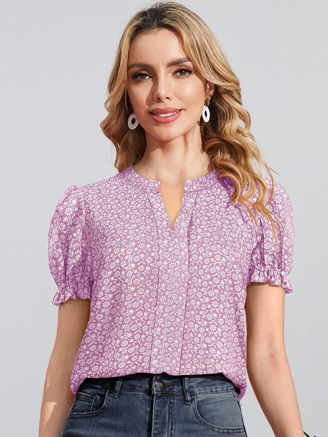 

BAESD Floral Print Cotton Top, Lavender