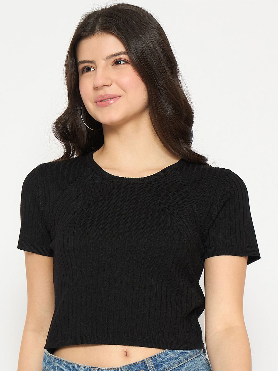 

Madame Ribbed Crop Tank Top, Black