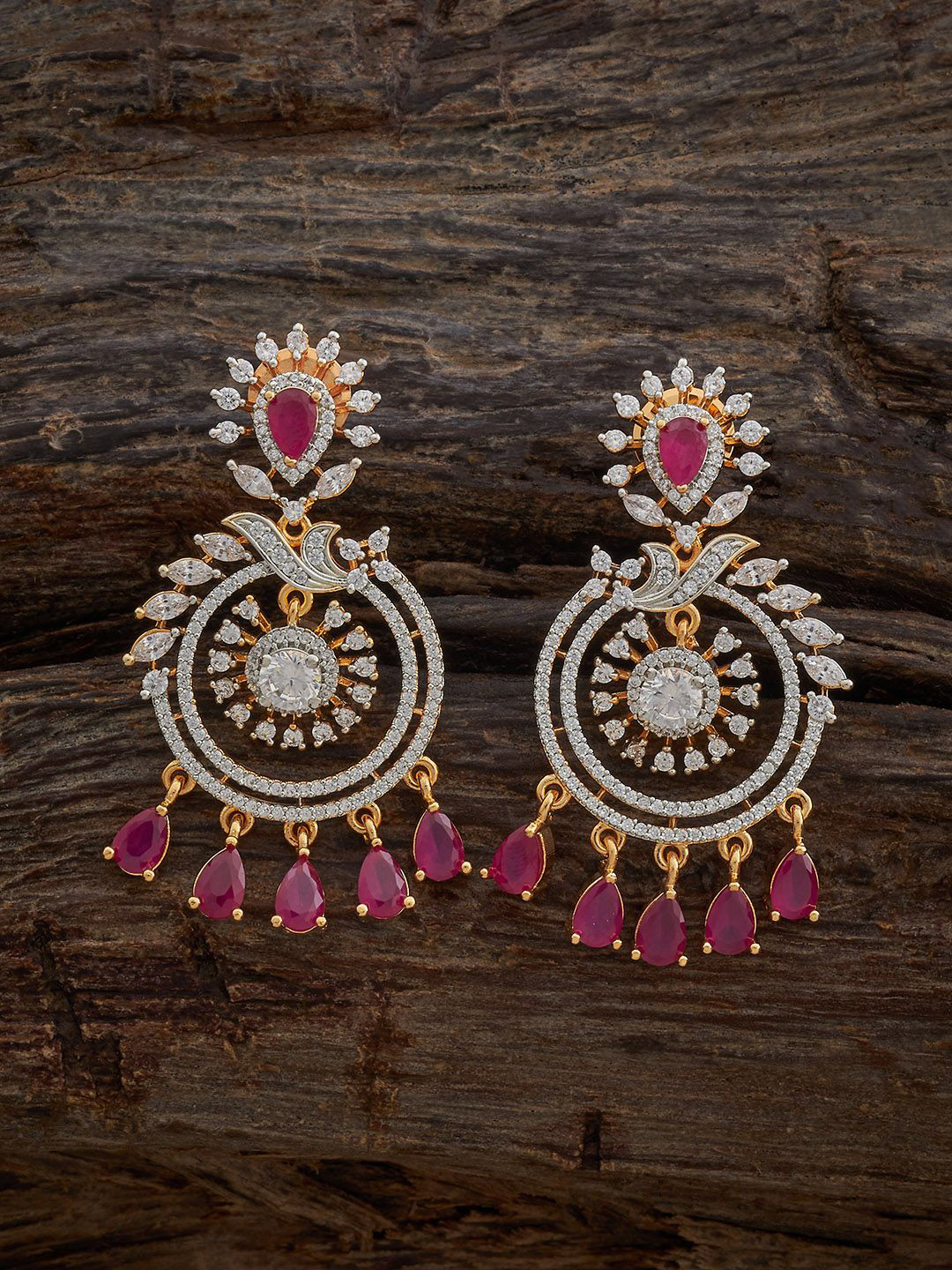 

Kushal's Fashion Jewellery Rhodium-Plated Contemporary Zircon Drop Earrings, White