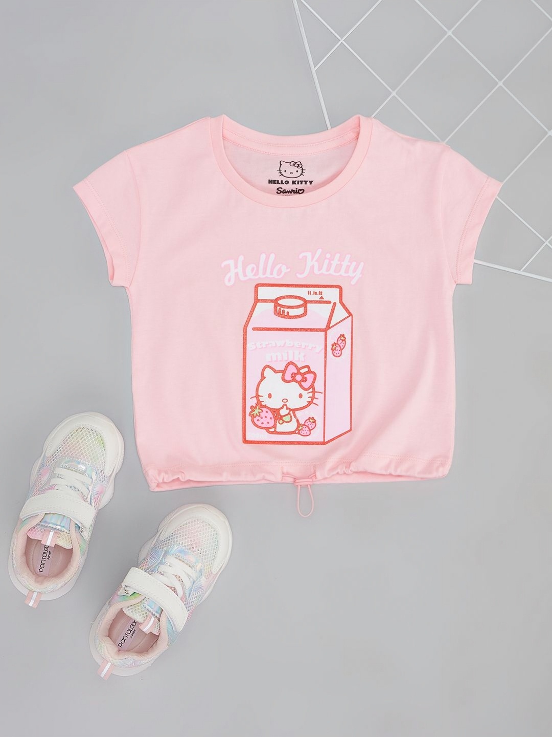 

Pantaloons Junior Girls Extended Sleeves Applique T-shirt, Pink