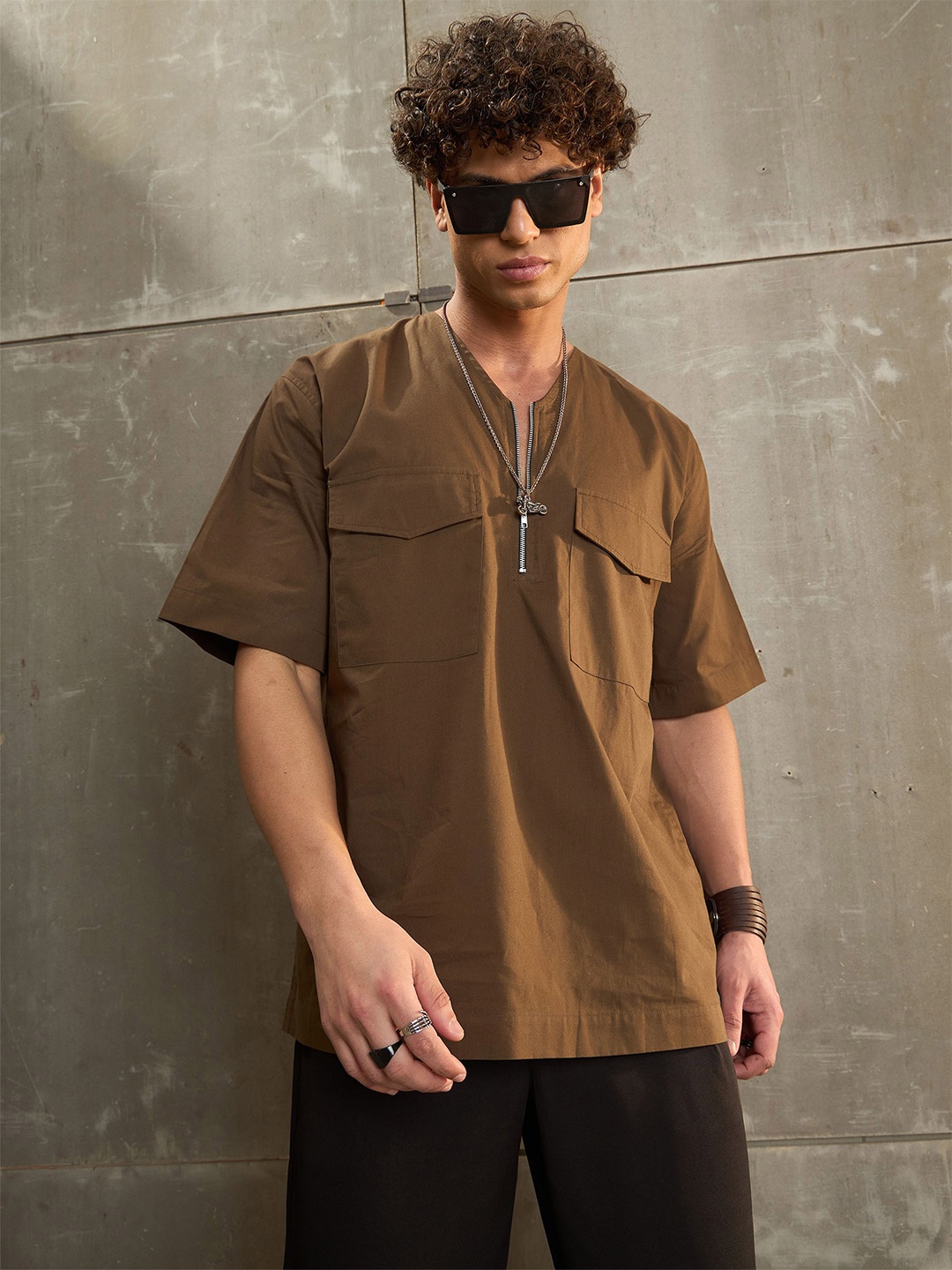 

MASCLN SASSAFRAS Men Relaxed Opaque Casual Shirt, Khaki