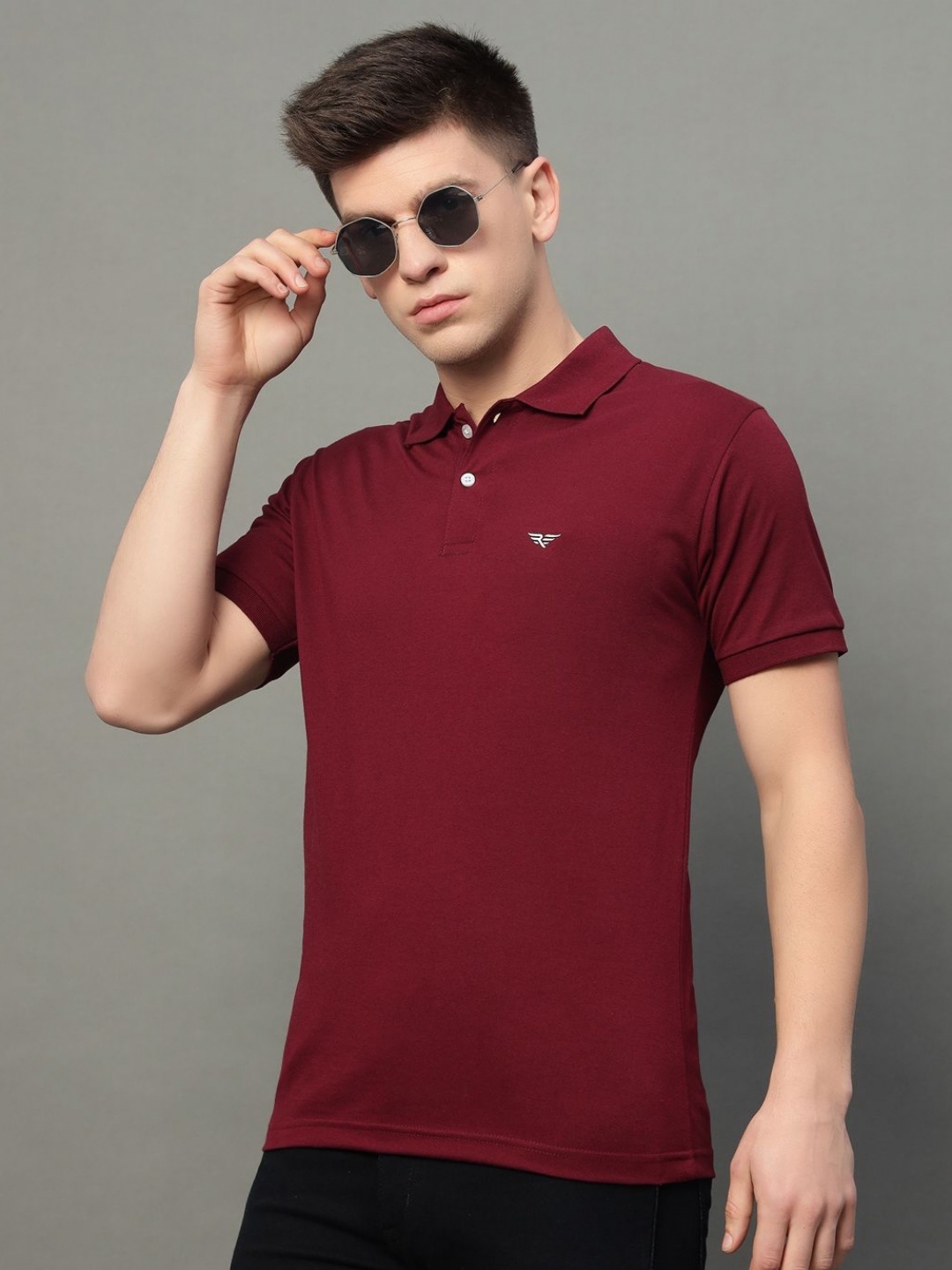

XYRIS Men Polo Collar T-shirt, Maroon