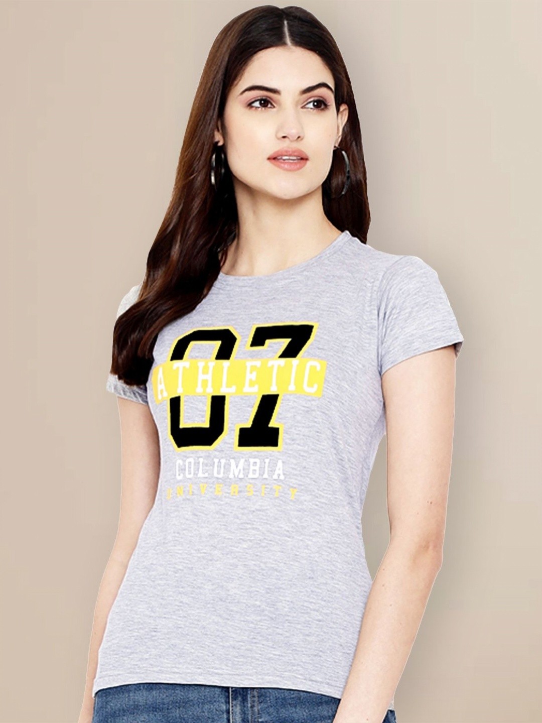 

Metronaut Women Typography Printed T-shirt, Grey