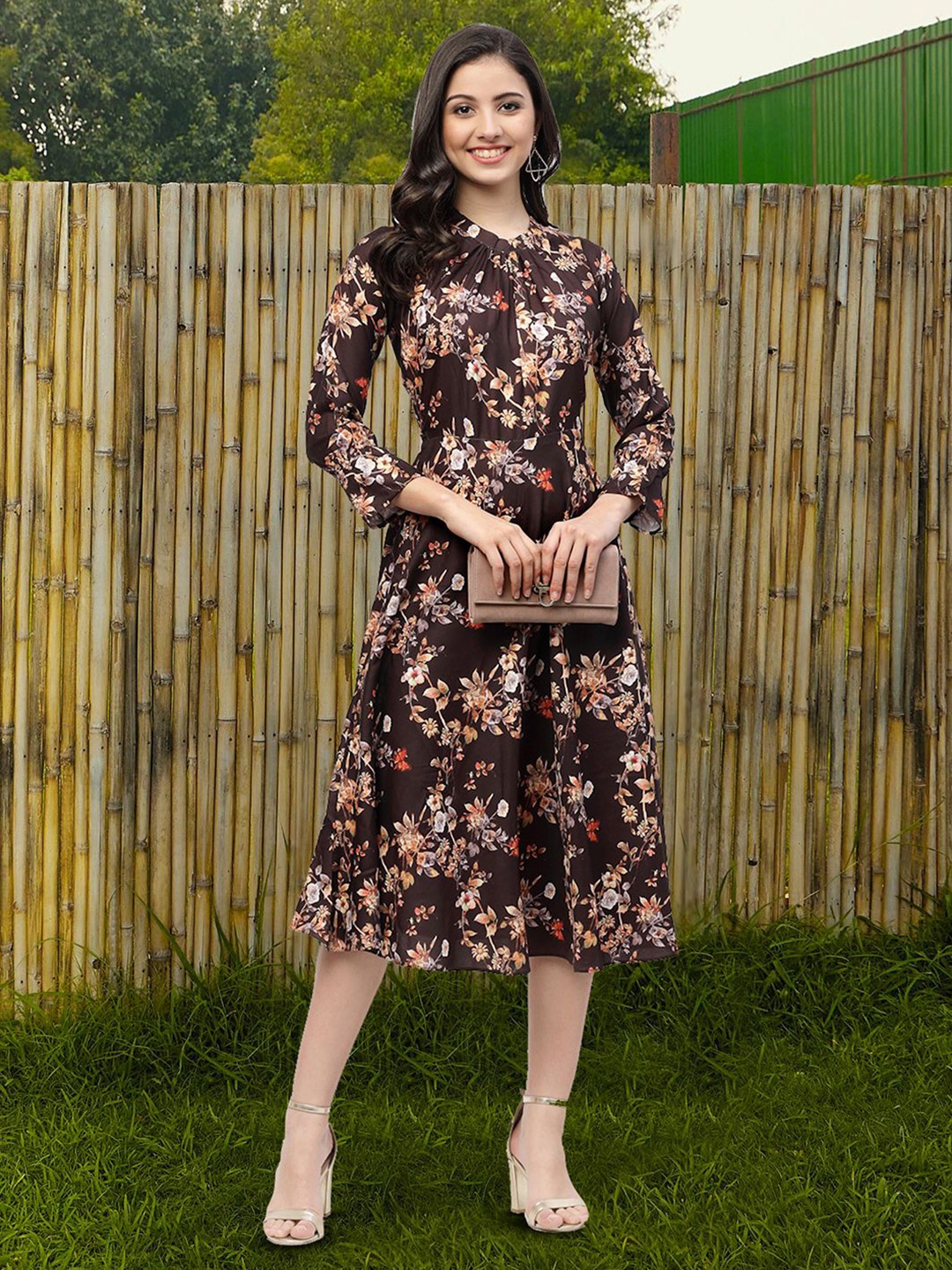 

Moda Rapido Floral Print Applique Fit & Flare Dress, Multi