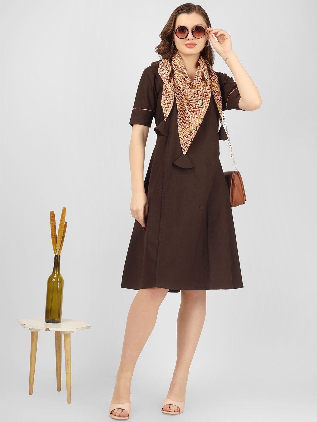 

UNLOKALE A-Line Dress, Brown