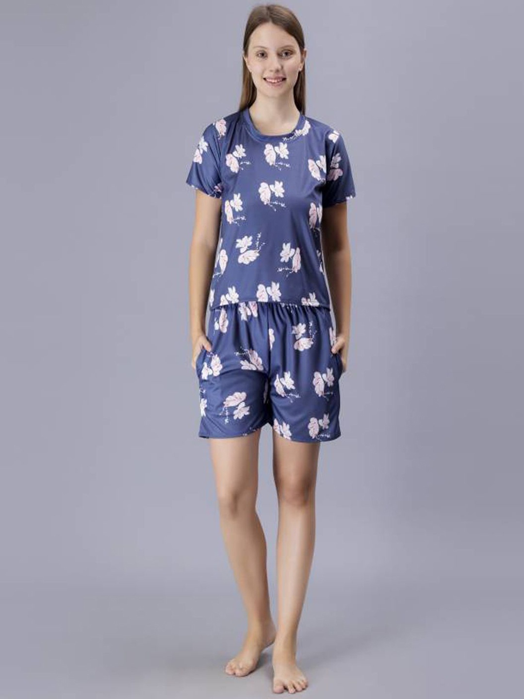 

Dreambe Women Printed Night suit, Blue