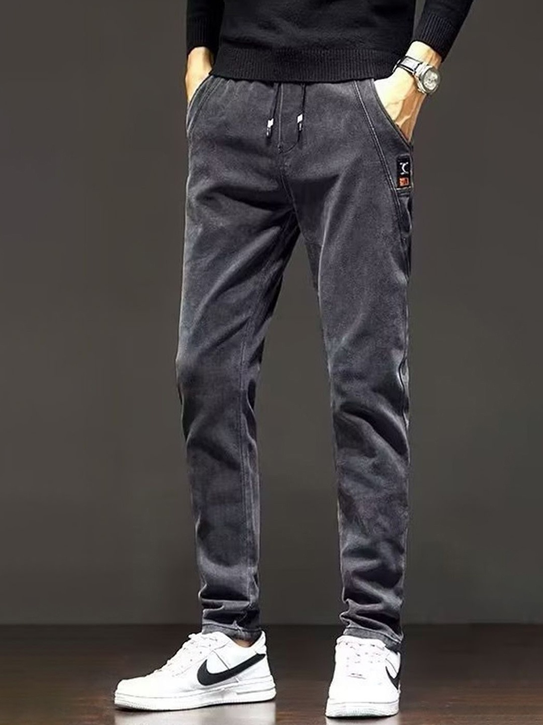 

HERE&NOW Men Low Distress Jeans, Grey
