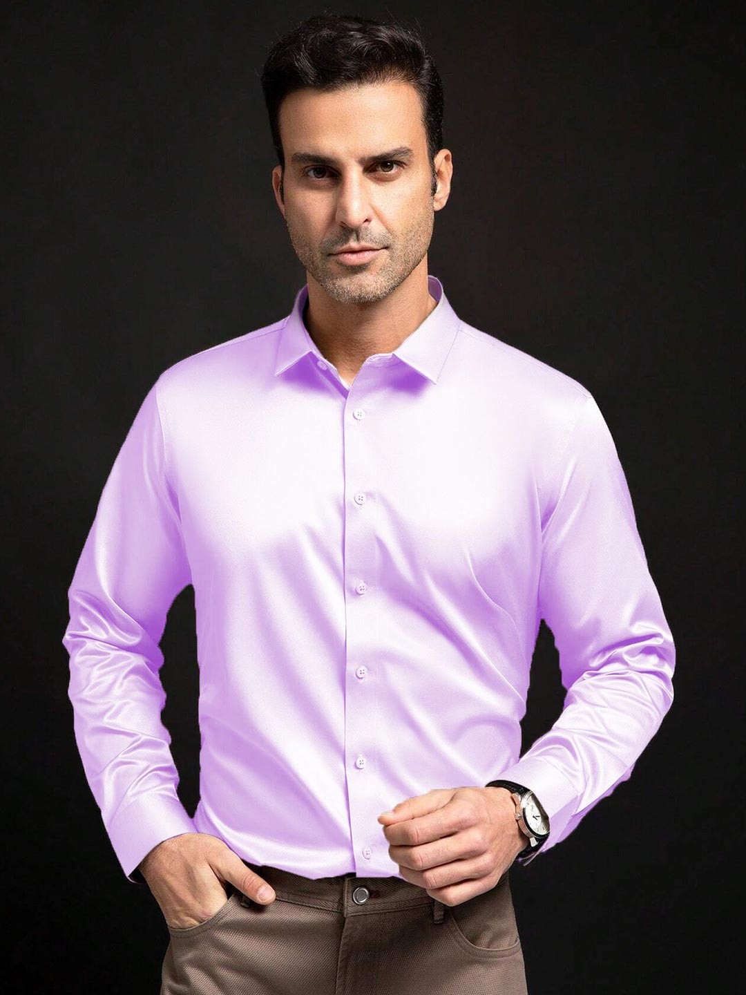 

SOLSTICE Men Comfort Opaque Party Shirt, Lavender
