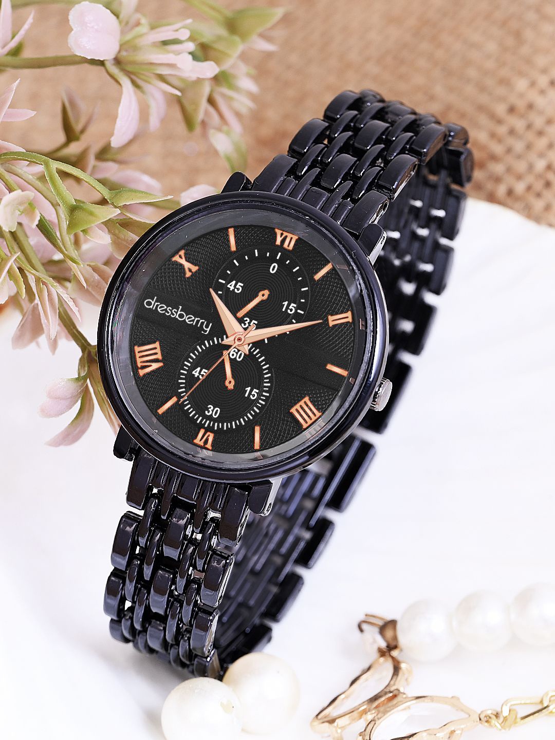 

DressBerry Women Dial & Bracelet Style Straps Analogue Watch HOBDB-318-BK, Black