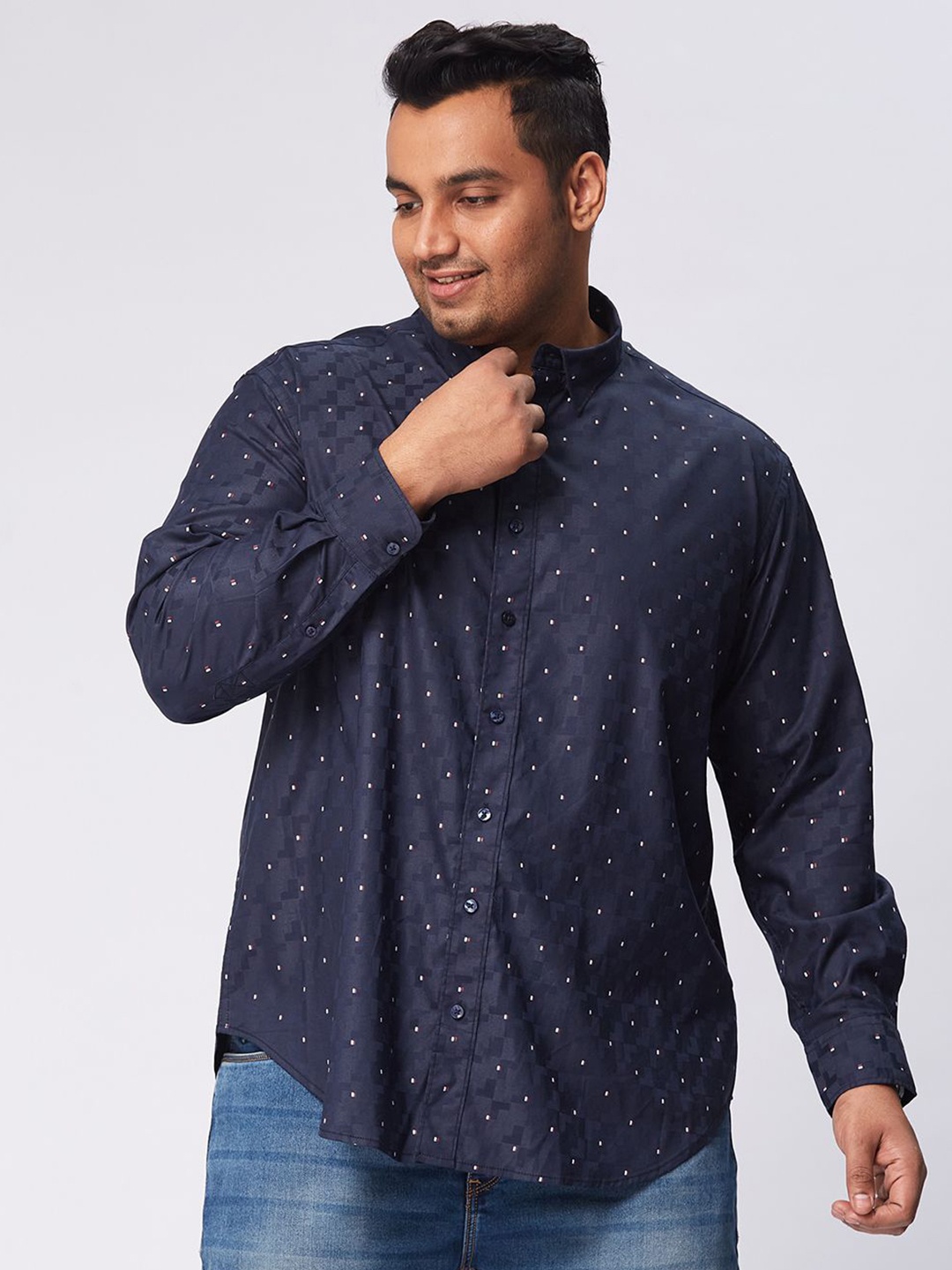 

Big Hello - The Plus Life Men Comfort Opaque Printed Casual Shirt, Navy blue