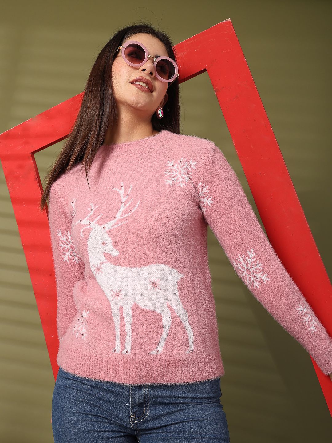 

all about you Embellished Halter Neck Woollen Top, Pink