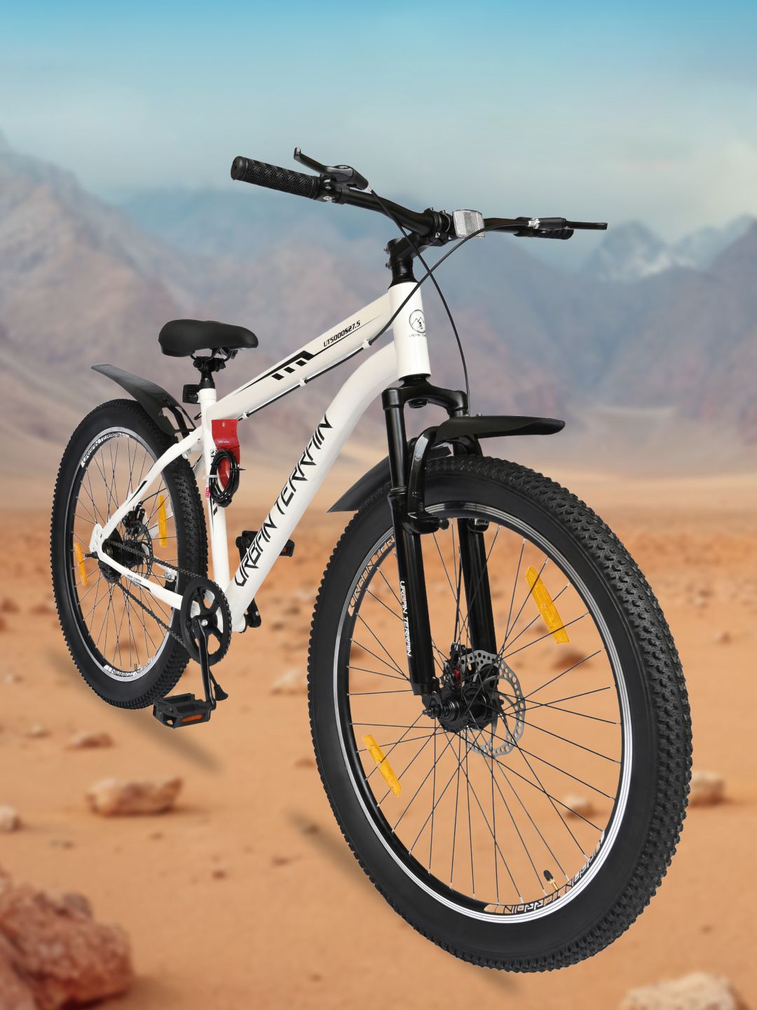 

URBAN TERRAIN UT5000S27.5 With Steel Frame Bell & Lock Single Speed MTB Cycle-White