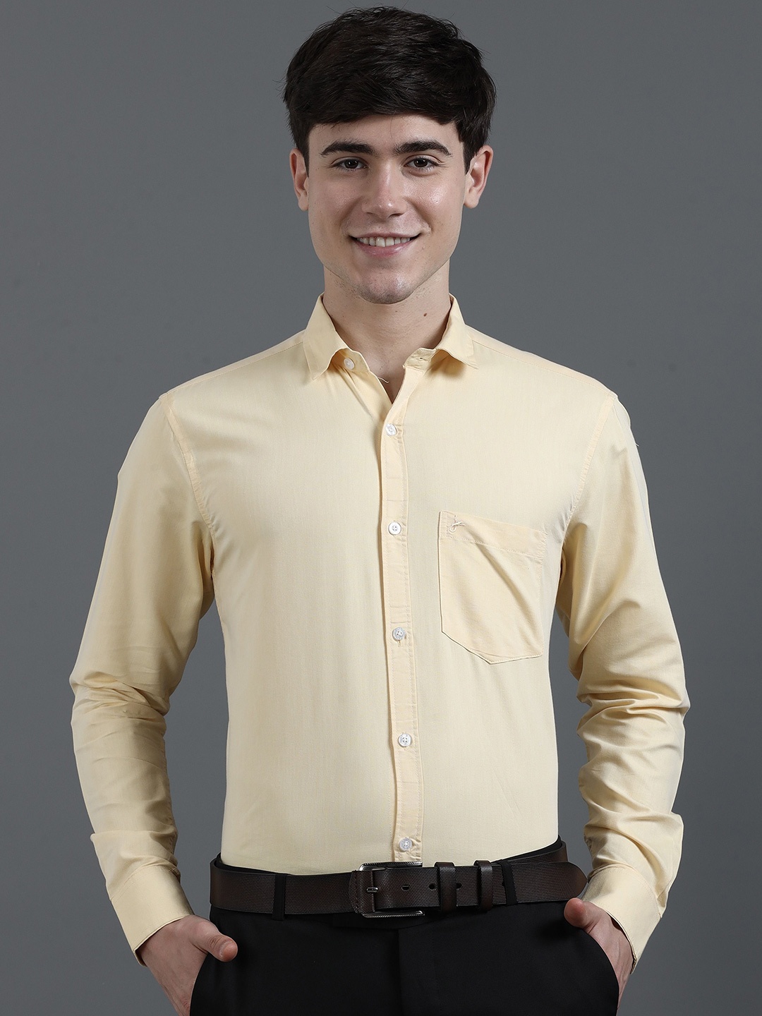 

JAGURO Men Opaque Formal Shirt, Yellow