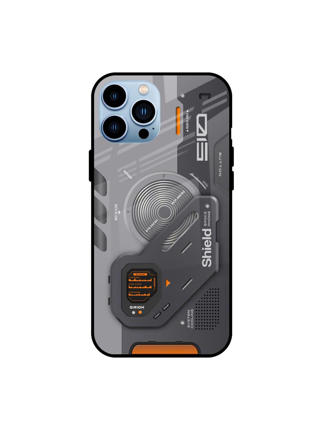 

QRIOH Tech Lifestyle Printed iPhone 13 Pro Back Case, Grey