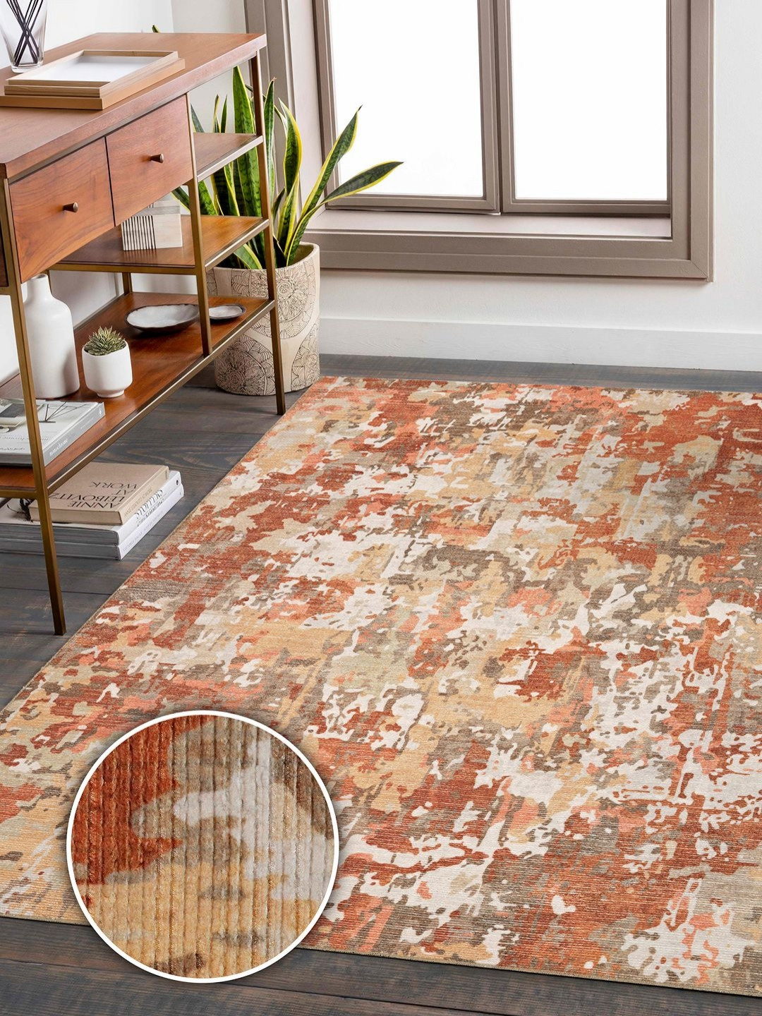 

Kaleen India Brown & White Abstract Printed Anti-Skid Carpet