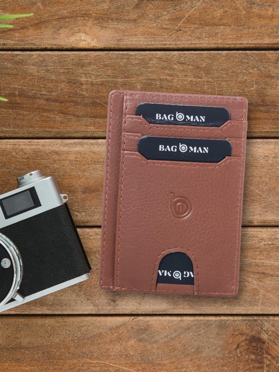 

BAGMAN Men Leather Card Holder, Tan