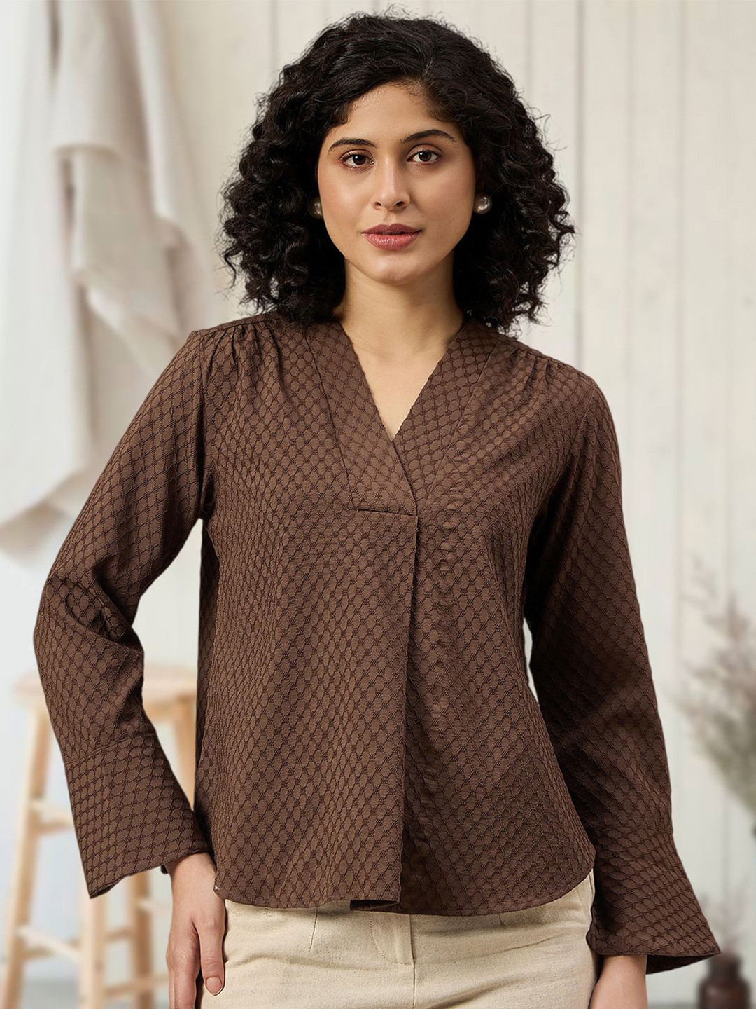 

CORSICA Geometric Top, Brown